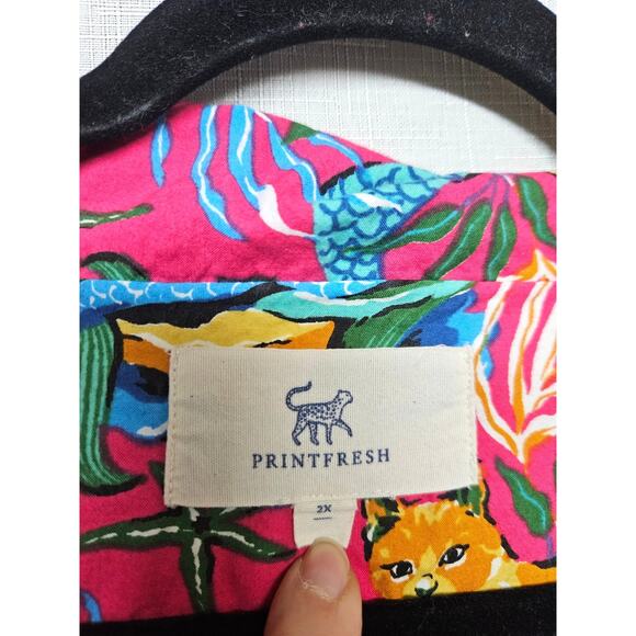 Printfresh Meowing Mermaids Short Sleep Set Cats Pink Colorful Size 2X - Picture 6 of 8